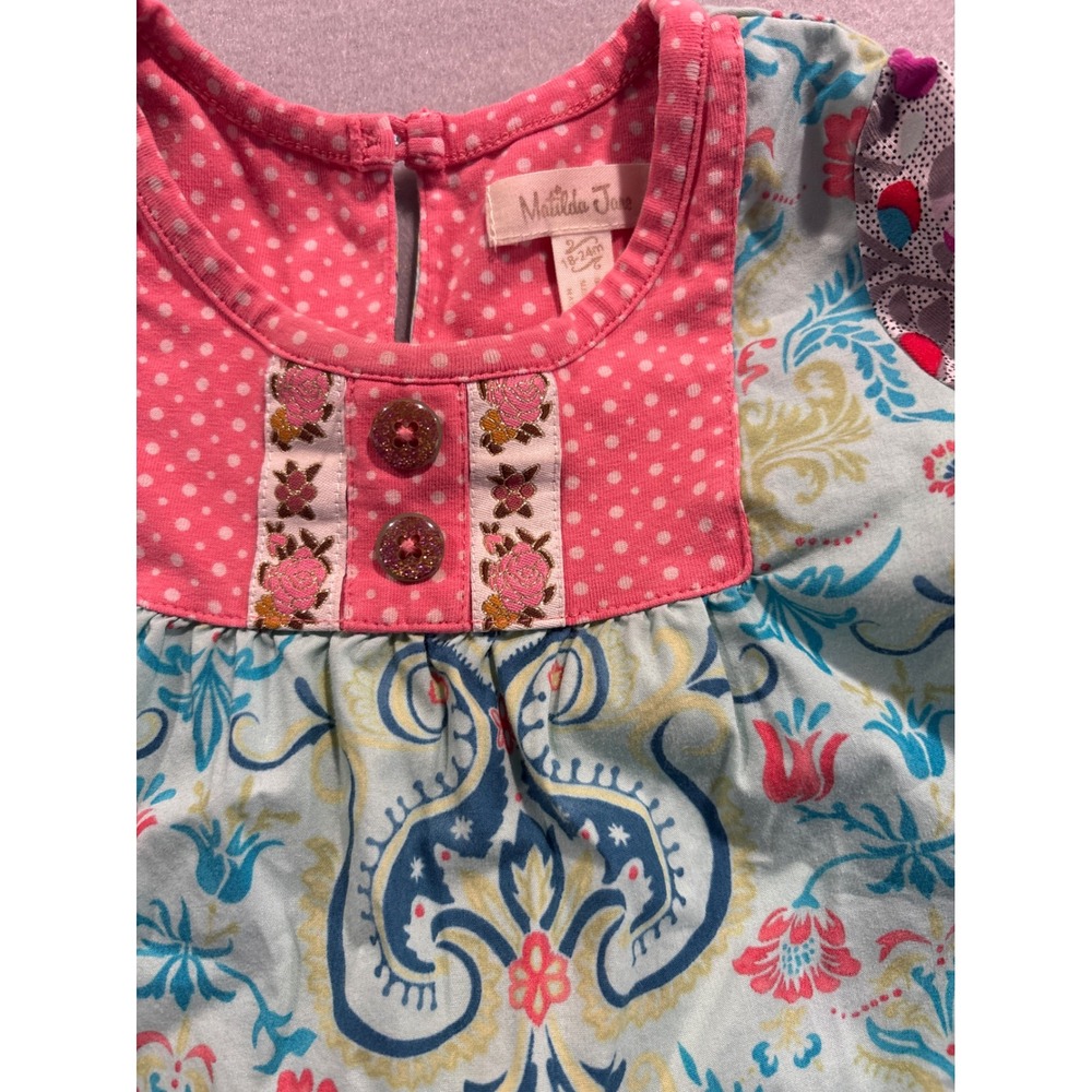 Matilda Jane Girls Mixed Print Floral Paisley Ruffle Tunic Top 18-24M - Picture 2 of 5